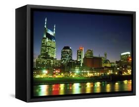 Skyline with Reflection in Cumberland River-Barry Winiker-Framed Stretched Canvas