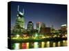 Skyline with Reflection in Cumberland River-Barry Winiker-Stretched Canvas