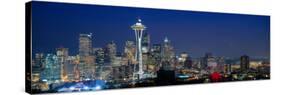 Skyline with Space Needle at dusk, Seattle, King County, Washington State, USA-null-Stretched Canvas