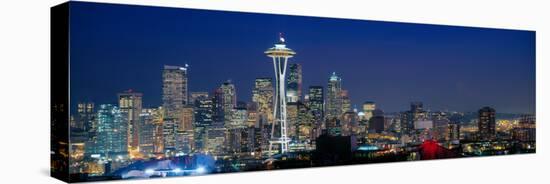 Skyline with Space Needle at dusk, Seattle, King County, Washington State, USA-null-Stretched Canvas