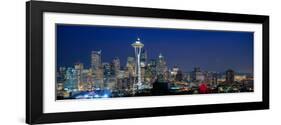 Skyline with Space Needle at dusk, Seattle, King County, Washington State, USA-null-Framed Photographic Print