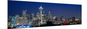Skyline with Space Needle at dusk, Seattle, King County, Washington State, USA-null-Mounted Photographic Print
