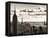 Skyline with the Empire State Building and the One World Trade Center, Manhattan, NYC, Sepia Light-Philippe Hugonnard-Framed Stretched Canvas