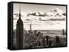 Skyline with the Empire State Building and the One World Trade Center, Manhattan, NYC, Sepia Light-Philippe Hugonnard-Framed Stretched Canvas