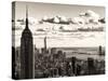 Skyline with the Empire State Building and the One World Trade Center, Manhattan, NYC, Sepia Light-Philippe Hugonnard-Stretched Canvas