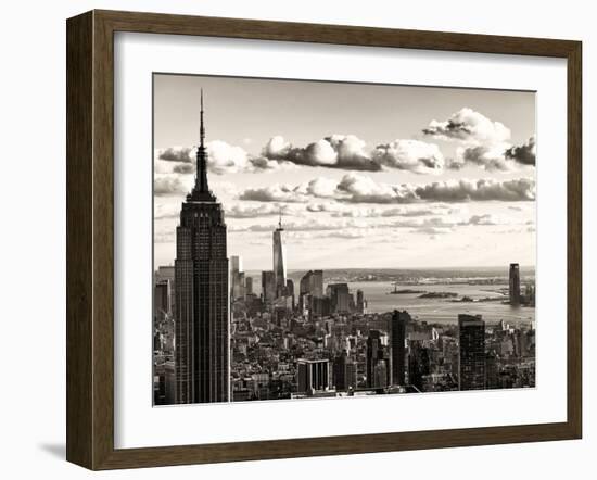 Skyline with the Empire State Building and the One World Trade Center, Manhattan, NYC, Sepia Light-Philippe Hugonnard-Framed Premium Photographic Print