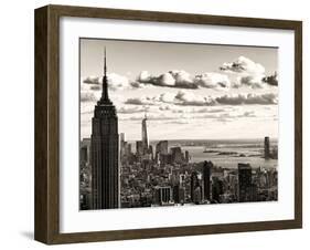 Skyline with the Empire State Building and the One World Trade Center, Manhattan, NYC, Sepia Light-Philippe Hugonnard-Framed Premium Photographic Print