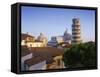 Skyline with the Leaning Tower, Duomo and Baptistery in the City of Pisa, Tuscany, Italy-null-Framed Stretched Canvas