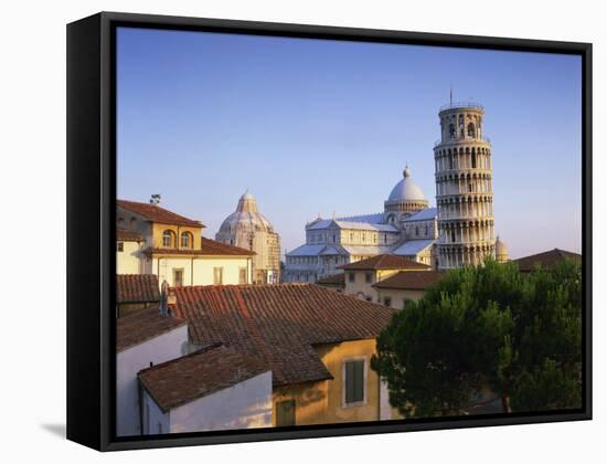 Skyline with the Leaning Tower, Duomo and Baptistery in the City of Pisa, Tuscany, Italy-null-Framed Stretched Canvas