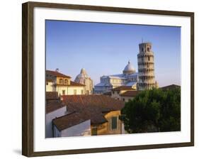 Skyline with the Leaning Tower, Duomo and Baptistery in the City of Pisa, Tuscany, Italy-null-Framed Photographic Print