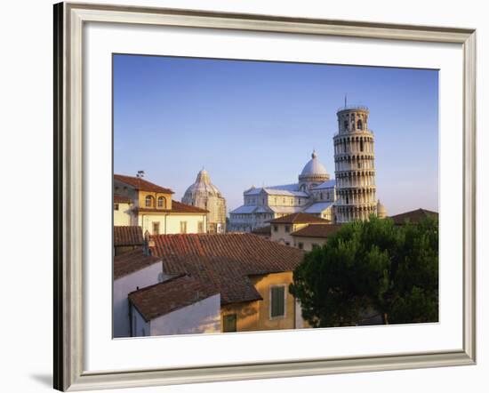 Skyline with the Leaning Tower, Duomo and Baptistery in the City of Pisa, Tuscany, Italy-null-Framed Photographic Print