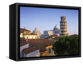 Skyline with the Leaning Tower, Duomo and Baptistery in the City of Pisa, Tuscany, Italy-null-Framed Stretched Canvas