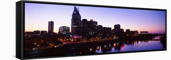 Skylines at Dusk Along Cumberland River, Nashville, Tennessee, USA 2013-null-Framed Stretched Canvas