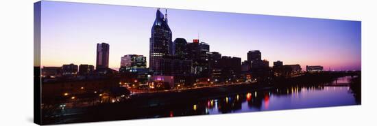 Skylines at Dusk Along Cumberland River, Nashville, Tennessee, USA 2013-null-Stretched Canvas