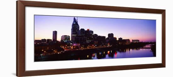 Skylines at Dusk Along Cumberland River, Nashville, Tennessee, USA 2013-null-Framed Photographic Print