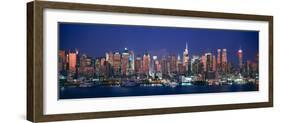 Skylines at Dusk, Manhattan, New York City, New York State, USA-null-Framed Photographic Print