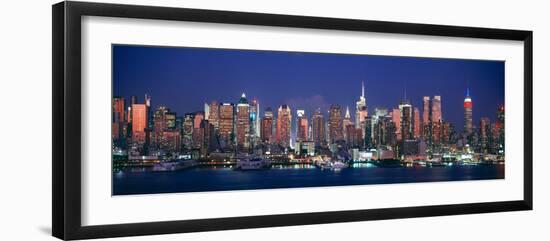 Skylines at Dusk, Manhattan, New York City, New York State, USA-null-Framed Photographic Print