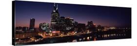 Skylines at Night Along Cumberland River, Nashville, Tennessee, USA 2013-null-Stretched Canvas