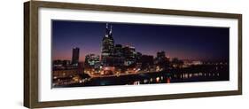 Skylines at Night Along Cumberland River, Nashville, Tennessee, USA 2013-null-Framed Photographic Print