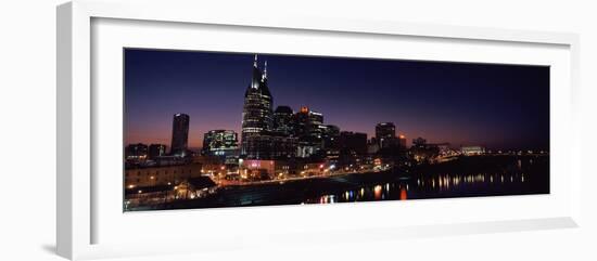 Skylines at Night Along Cumberland River, Nashville, Tennessee, USA 2013-null-Framed Photographic Print