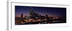 Skylines at Night Along Cumberland River, Nashville, Tennessee, USA 2013-null-Framed Photographic Print