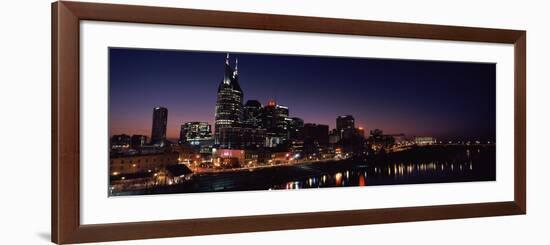 Skylines at Night Along Cumberland River, Nashville, Tennessee, USA 2013-null-Framed Photographic Print