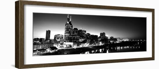 Skylines at Night Along Cumberland River, Nashville, Tennessee, USA-null-Framed Photographic Print