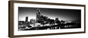 Skylines at Night Along Cumberland River, Nashville, Tennessee, USA-null-Framed Photographic Print