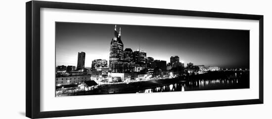 Skylines at Night Along Cumberland River, Nashville, Tennessee, USA-null-Framed Photographic Print