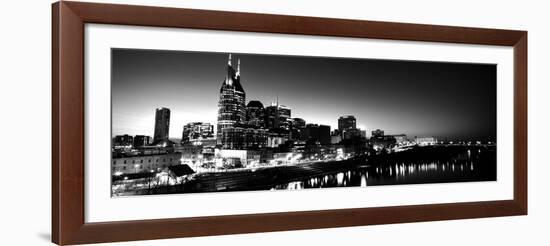 Skylines at Night Along Cumberland River, Nashville, Tennessee, USA-null-Framed Photographic Print