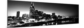 Skylines at Night Along Cumberland River, Nashville, Tennessee, USA-null-Mounted Photographic Print