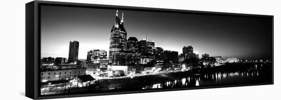 Skylines at Night Along Cumberland River, Nashville, Tennessee, USA-null-Framed Stretched Canvas