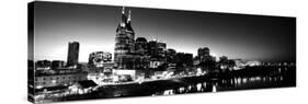 Skylines at Night Along Cumberland River, Nashville, Tennessee, USA-null-Stretched Canvas