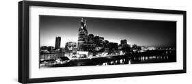 Skylines at Night Along Cumberland River, Nashville, Tennessee, USA-null-Framed Premium Photographic Print