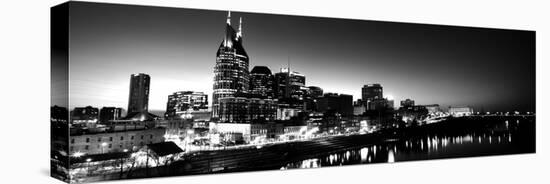 Skylines at Night Along Cumberland River, Nashville, Tennessee, USA-null-Stretched Canvas