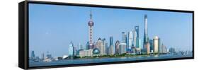 Skylines at the Waterfront, Oriental Pearl Tower, the Bund, Pudong, Huangpu River, Shanghai, China-null-Framed Stretched Canvas