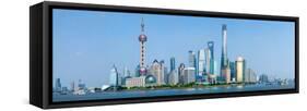 Skylines at the Waterfront, Oriental Pearl Tower, the Bund, Pudong, Huangpu River, Shanghai, China-null-Framed Stretched Canvas