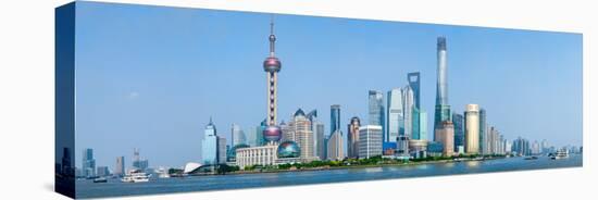 Skylines at the Waterfront, Oriental Pearl Tower, the Bund, Pudong, Huangpu River, Shanghai, China-null-Stretched Canvas