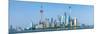 Skylines at the Waterfront, Oriental Pearl Tower, the Bund, Pudong, Huangpu River, Shanghai, China-null-Mounted Photographic Print