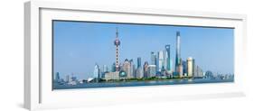 Skylines at the Waterfront, Oriental Pearl Tower, the Bund, Pudong, Huangpu River, Shanghai, China-null-Framed Photographic Print