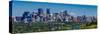 Skylines in a city, Bow River, Calgary, Alberta, Canada-null-Stretched Canvas