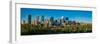 Skylines in a city, Bow River, Calgary, Alberta, Canada-null-Framed Photographic Print