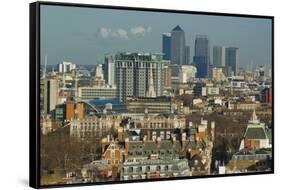 Skylines with Canary Wharf and Offices, London, England, United Kingdom-Charles Bowman-Framed Stretched Canvas