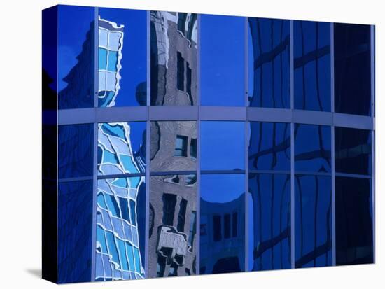 Skyscraper Reflections in Glass Windows on Cordova Street Vancouver, British Columbia, Canada-Barnett Ross-Stretched Canvas