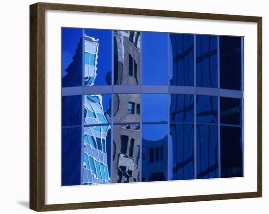 Skyscraper Reflections in Glass Windows on Cordova Street Vancouver, British Columbia, Canada-Barnett Ross-Framed Photographic Print