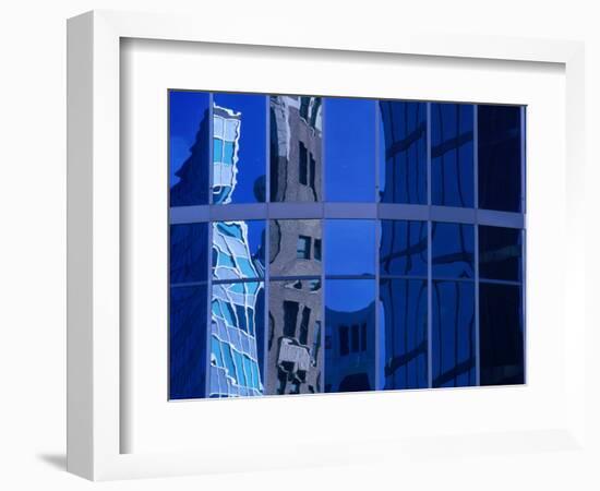 Skyscraper Reflections in Glass Windows on Cordova Street Vancouver, British Columbia, Canada-Barnett Ross-Framed Photographic Print