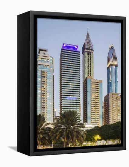 Skyscrapers at Sheikh Zayed Road, Dubai, United Arab Emirates-Rainer Mirau-Framed Stretched Canvas