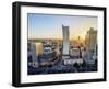 Skyscrapers at sunset, City Centre, Warsaw, Masovian Voivodeship, Poland, Europe-Karol Kozlowski-Framed Photographic Print