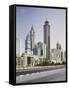 Skyscrapers at the 308th Road, Sheikh Zayed Road, Dubai, United Arab Emirates-Rainer Mirau-Framed Stretched Canvas