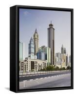 Skyscrapers at the 308th Road, Sheikh Zayed Road, Dubai, United Arab Emirates-Rainer Mirau-Framed Stretched Canvas